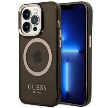 Guess GUHMP14XHTCMK iPhone 14 Pro Max 6,7&quot; fekete áttetsző Magsafe keménytok arany kontúrral kép