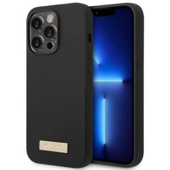 Guess GUHMP14XSBPLK iPhone 14 Pro Max 6,7&quot; fekete szilikon Logo Plate MagSafe keménytok kép