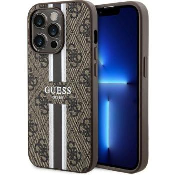 Guess GUHMP15LP4RPSW iPhone 15 Pro 6.1&quot; barna keménytok 4G nyomtatott csíkokkal MagSafe kép
