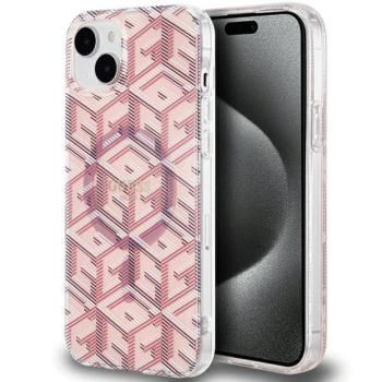 Guess GUHMP15SHGCUSTGP iPhone 15 6.1&quot; rózsaszín keménytok IML GCube MagSafe kép