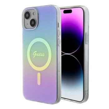 Guess GUHMP15SHITSU IML Iridescent MagSafe keménytok iPhone 15 - lila szivárványos kép