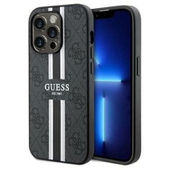 Guess GUHMP15XP4RPSK iPhone 15 Pro Max 6.7&quot; fekete keménytok 4G nyomtatott csíkos MagSafe tok 4G kép