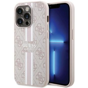 Guess GUHMP15XP4RPSP iPhone 15 Pro Max 6.7&quot; rózsaszín keménytok 4G nyomtatott csíkos MagSafe tok 4G kép