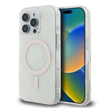 Guess GUHMP16LH4DTEH IML 4G Background MagSafe keménytok iPhone 16 Pro - fehér kép
