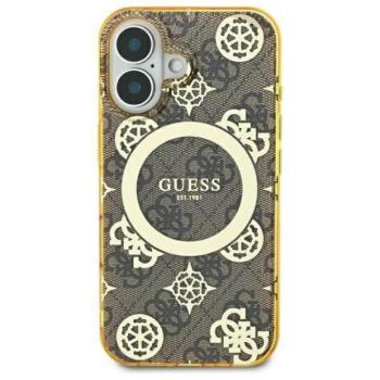 Guess GUHMP16LH4PYEEW IML Peony On 4G Background MagSafe keménytok iPhone 16 Pro - barna kép