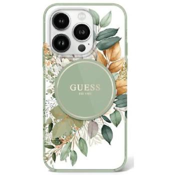Guess GUHMP16LHFWBDCEN IML Flower &amp; Tonal Circle MagSafe keménytok iPhone 16 Pro - zöld kép