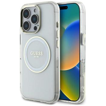 Guess GUHMP16LHTDRCEDH IML Metal Colored Circle Classic Logo MagSafe-kompatibilis tok iPhone 16 Pro - fehér kép