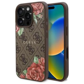Guess GUHMP16LP4ROPEMCW 4G Flowers Print MagSafe-kompatibilis tok iPhone 16 Pro - barna kép