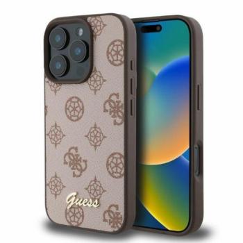 Guess GUHMP16LPGPYSW MagSafe PU Peony Script keménytok iPhone 16 Pro - barna kép