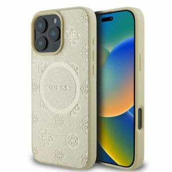 Guess GUHMP16LPSAPSMED MagSafe Safiano Peony Classic Logo keménytok iPhone 16 Pro - arany színű kép