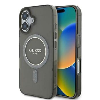 Guess GUHMP16MHFGEREK IML Glitter Circle MagSafe-kompatibilis keménytok iPhone 16 Plus - fekete kép