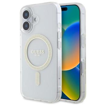 Guess GUHMP16MHFGERET IML Glitter Circle MagSafe-kompatibilis keménytok iPhone 16 Plus - átlátszó kép