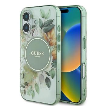 Guess GUHMP16MHFWBDCEN IML Flower &amp; Tonal Circle MagSafe keménytok iPhone 16 Plus - zöld kép