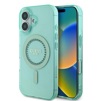 Guess GUHMP16MPFTDTEN IML Rhinestones MagSafe keménytok iPhone 16 Plus - zöld kép