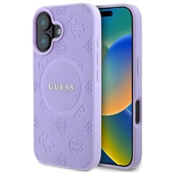 Guess GUHMP16MPSAPSMEU Saffiano Peony Classic Logo MagSafe-kompatibilis keménytok iPhone 16 Plus - lila kép