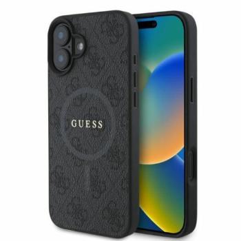 Guess GUHMP16SG4GFRK MagSafe 4G Ring Classic Logo keménytok iPhone 16 - fekete kép
