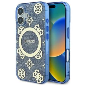 Guess GUHMP16SH4PYEEB IML Peony On 4G Background MagSafe keménytok iPhone 16 - kék kép