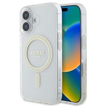 Guess GUHMP16SHFGERET IML Glitter Circle MagSafe keménytok iPhone 16 - átlátszó kép