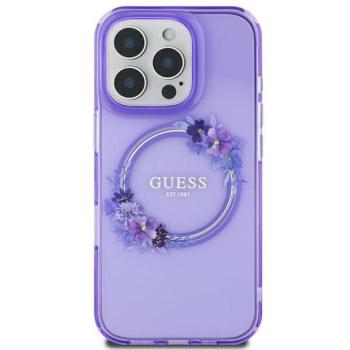 Guess GUHMP16SHFWFCU IML Flowers Wreath MagSafe keménytok iPhone 16 - lila kép