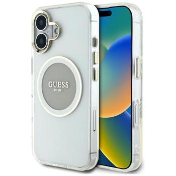 Guess GUHMP16SHTDRCEDG IML Metal Colored Circle Classic Logo MagSafe-kompatibilis tok iPhone 16 - szürke kép