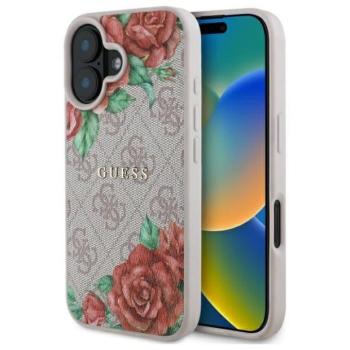 Guess GUHMP16SP4ROPEMCP 4G Flowers Print MagSafe-kompatibilis tok iPhone 16 - rózsaszín kép