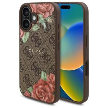 Guess GUHMP16SP4ROPEMCW 4G Flowers Print MagSafe-kompatibilis tok iPhone 16 - barna kép