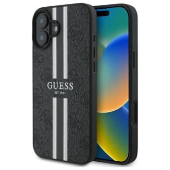 Guess GUHMP16SP4RPSK 4G Printed Stripes MagSafe-kompatibilis keménytok iPhone 16 - fekete kép
