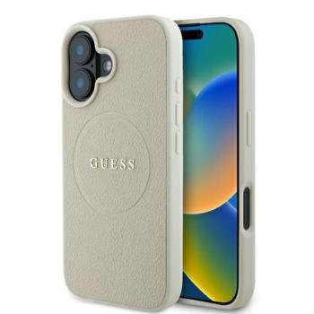 Guess GUHMP16SPGHSMME Grained Ring MagSafe keménytok iPhone 16 - bézs kép