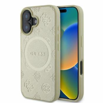 Guess GUHMP16SPSAPSMED MagSafe Safiano Peony Classic Logo keménytok iPhone 16 - arany színű kép