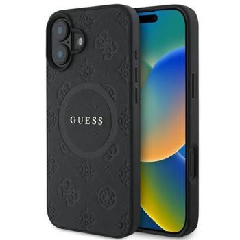 Guess GUHMP16SPSAPSMEK Saffiano Peony Classic Logo MagSafe keménytok iPhone 16 - fekete kép
