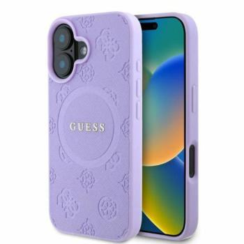 Guess GUHMP16SPSAPSMEU MagSafe Safiano Peony Classic Logo keménytok iPhone 16 - lila kép