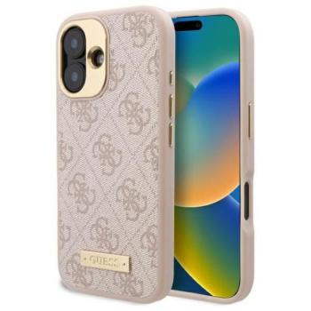 Guess GUHMP16SU4GPRP 4G Logo Plate MagSafe keménytok iPhone 16 - rózsaszín kép