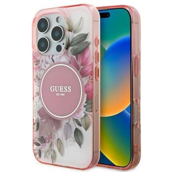 Guess GUHMP16XHFWBDCEP IML Flower &amp; Tonal Circle MagSafe keménytok iPhone 16 Pro Max - rózsaszín kép