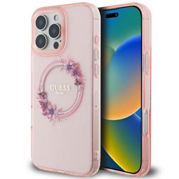 Guess GUHMP16XHFWFCP IML Flowers Wreath MagSafe keménytok iPhone 16 Pro Max - rózsaszín kép