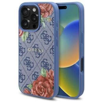 Guess GUHMP16XP4ROPEMCB 4G Flowers Print MagSafe-kompatibilis tok iPhone 16 Pro Max - kék kép