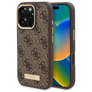 Guess GUHMP16XU4GPRW 4G Logo Plate MagSafe keménytok iPhone 16 Pro Max - barna kép