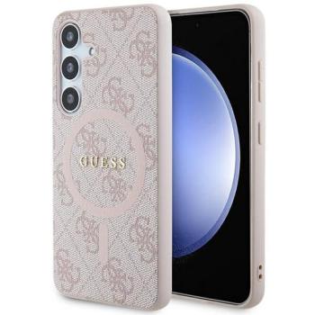 Guess GUHMS24SG4GFRP S24 S921 rózsaszín keménytok 4G Collection bőr fém logó MagSafe kép