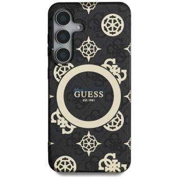 Guess GUHMS25LH4PYEEK IML Peony on 4G Background MagSafe-kompatibilis tok Samsung Galaxy S25 Ultra - fekete kép