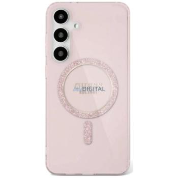 Guess GUHMS25SHFGEREP IML Glitter Circle MagSafe-kompatibilis tok Samsung Galaxy S25 - rózsaszín kép