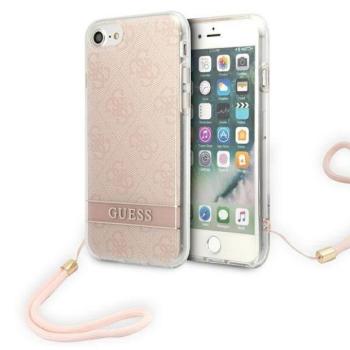 Guess GUOHCI8H4STP iPhone SE 2022 / SE 2020 / 7/ 8 rózsaszín 4G Print Strap keménytok kép