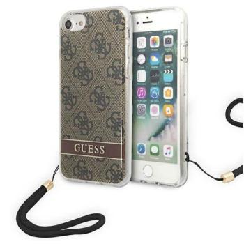 Guess GUOHCI8H4STW iPhone SE 2022 / SE 2020 / 7/ 8 barna 4G Print Strap keménytok kép