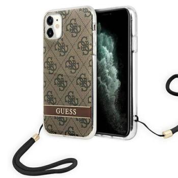 Guess GUOHCN61H4STW iPhone 11 barna 4G Print Strap keménytok kép