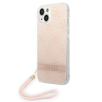 Guess GUOHCP14MH4STP iPhone 14 Plus 6.7&quot; rózsaszín keménytok 4G nyomtatott pánttal kép