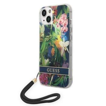Guess GUOHCP14MHFLSB iPhone 14 Plus / 15 Plus 6.7&quot; kék keménytok Virágos pántos tok kép