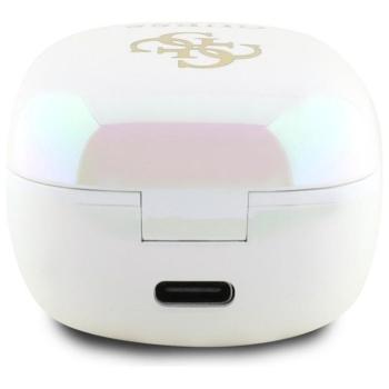 Guess GUTWSJ144ESH Mini Iridescent 4G Printed Logo TWS bluetooth vezeték nélküli fülhallgató - fehér kép