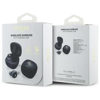 Guess GUTWSJ144ESK Mini Iridescent 4G Printed Logo TWS bluetooth vezeték nélküli fülhallgató - fekete kép