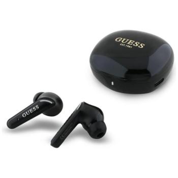 Guess GUTWST7FCEEK Flat Classic Logo Electroplated TWS Bluetooth vezeték nélküli fülhallgató - fekete kép