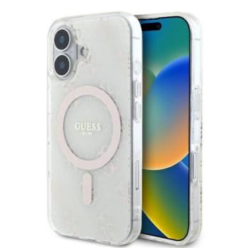 Guess IML 4G Background iPhone 16 Plus MagSafe kemény hátlap tok, fehér GUHMP16MH4DTEH kép
