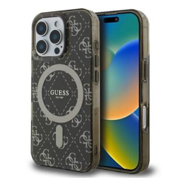 Guess IML 4G Background iPhone 16 Pro MagSafe kemény hátlap tok, barna GUHMP16LH4DTEW kép