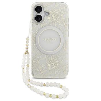 Guess IML Flowers Allover Strap Apple iPhone 17 MagSafe hátlap tok, fehér kép